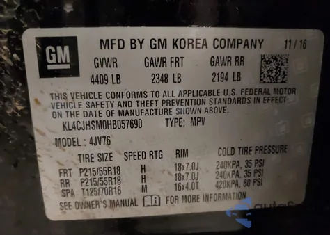 2017 Buick Encore Premium z USA, uszkodzony, nr VIN KL4CJHSM0HB057690